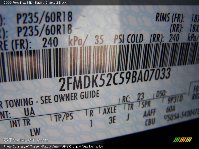Black / Charcoal Black 2009 Ford Flex SEL