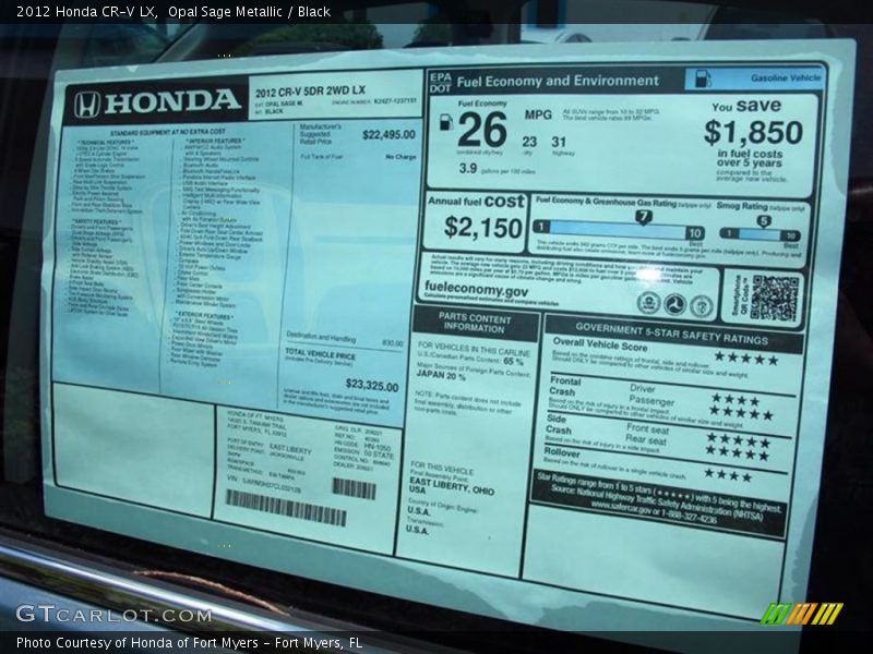 2012 CR-V LX Window Sticker