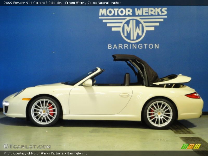 Cream White / Cocoa Natural Leather 2009 Porsche 911 Carrera S Cabriolet