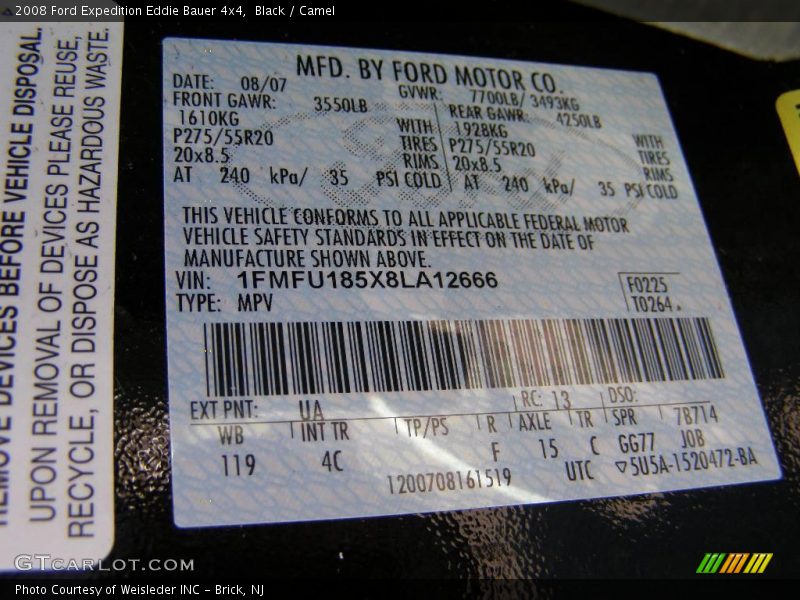 Black / Camel 2008 Ford Expedition Eddie Bauer 4x4