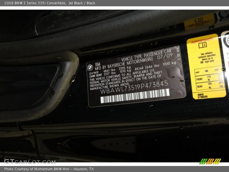 Jet Black / Black 2009 BMW 3 Series 335i Convertible
