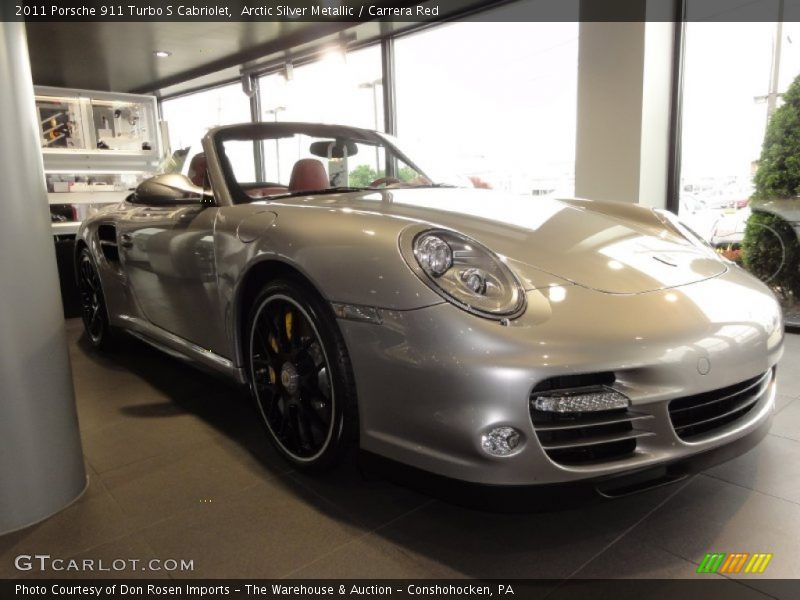 Arctic Silver Metallic / Carrera Red 2011 Porsche 911 Turbo S Cabriolet