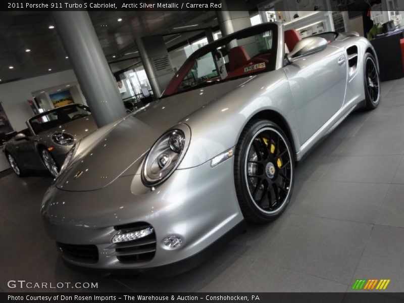 Arctic Silver Metallic / Carrera Red 2011 Porsche 911 Turbo S Cabriolet