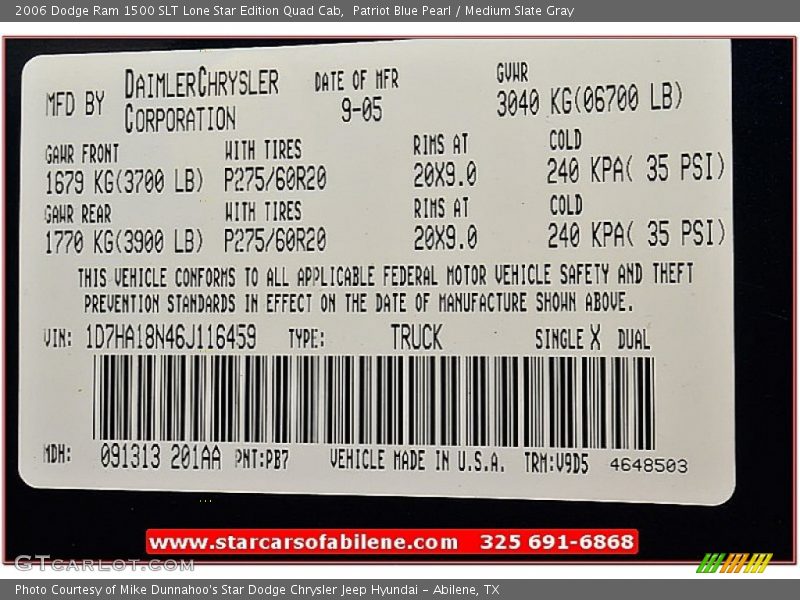 Patriot Blue Pearl / Medium Slate Gray 2006 Dodge Ram 1500 SLT Lone Star Edition Quad Cab