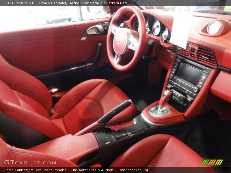 Arctic Silver Metallic / Carrera Red 2011 Porsche 911 Turbo S Cabriolet