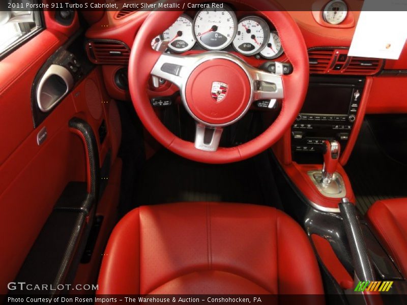 Arctic Silver Metallic / Carrera Red 2011 Porsche 911 Turbo S Cabriolet