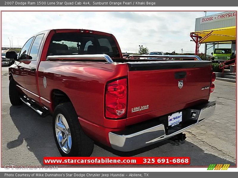 Sunburst Orange Pearl / Khaki Beige 2007 Dodge Ram 1500 Lone Star Quad Cab 4x4