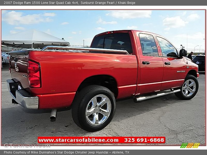 Sunburst Orange Pearl / Khaki Beige 2007 Dodge Ram 1500 Lone Star Quad Cab 4x4