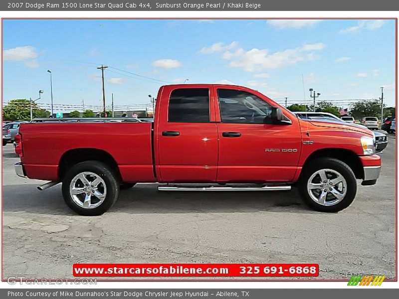 Sunburst Orange Pearl / Khaki Beige 2007 Dodge Ram 1500 Lone Star Quad Cab 4x4