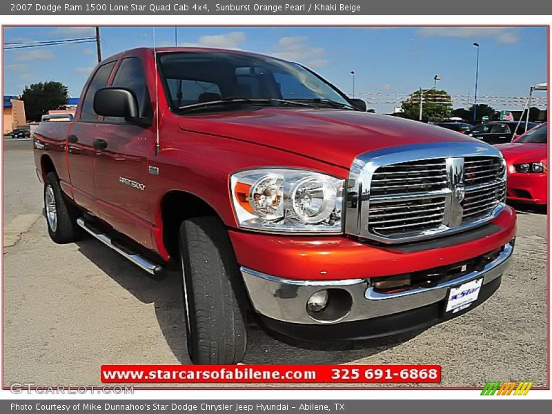 Sunburst Orange Pearl / Khaki Beige 2007 Dodge Ram 1500 Lone Star Quad Cab 4x4