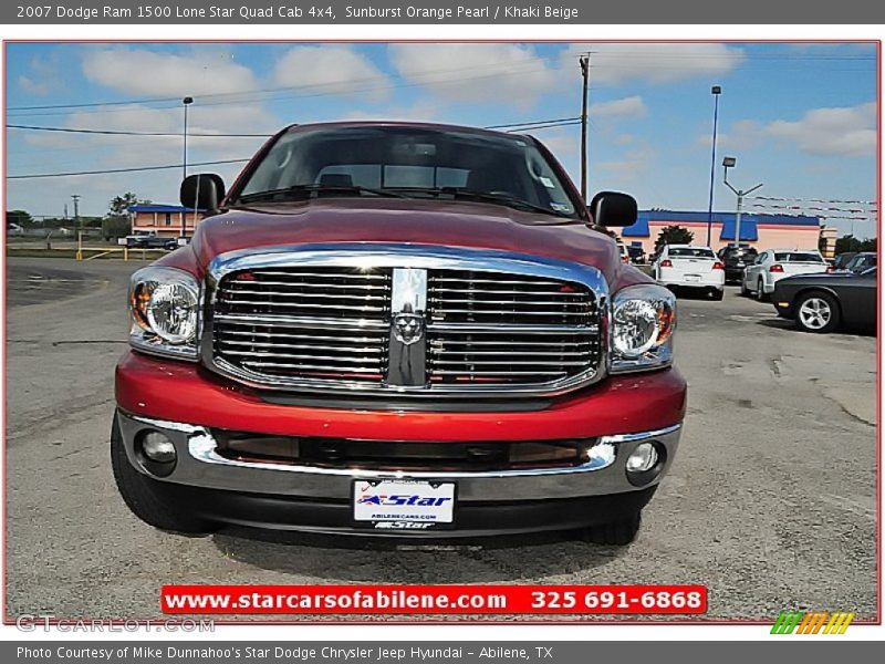Sunburst Orange Pearl / Khaki Beige 2007 Dodge Ram 1500 Lone Star Quad Cab 4x4