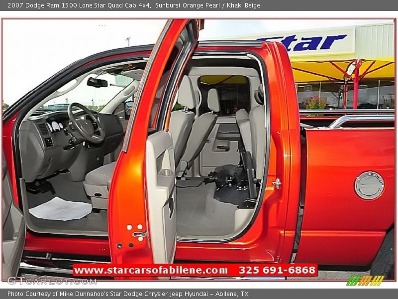 Sunburst Orange Pearl / Khaki Beige 2007 Dodge Ram 1500 Lone Star Quad Cab 4x4