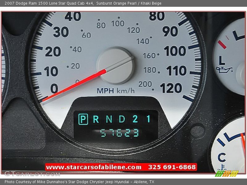 Sunburst Orange Pearl / Khaki Beige 2007 Dodge Ram 1500 Lone Star Quad Cab 4x4