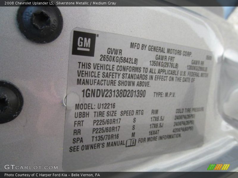 Silverstone Metallic / Medium Gray 2008 Chevrolet Uplander LS