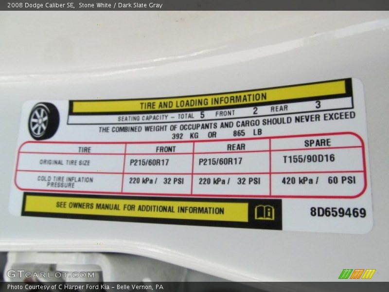 Stone White / Dark Slate Gray 2008 Dodge Caliber SE