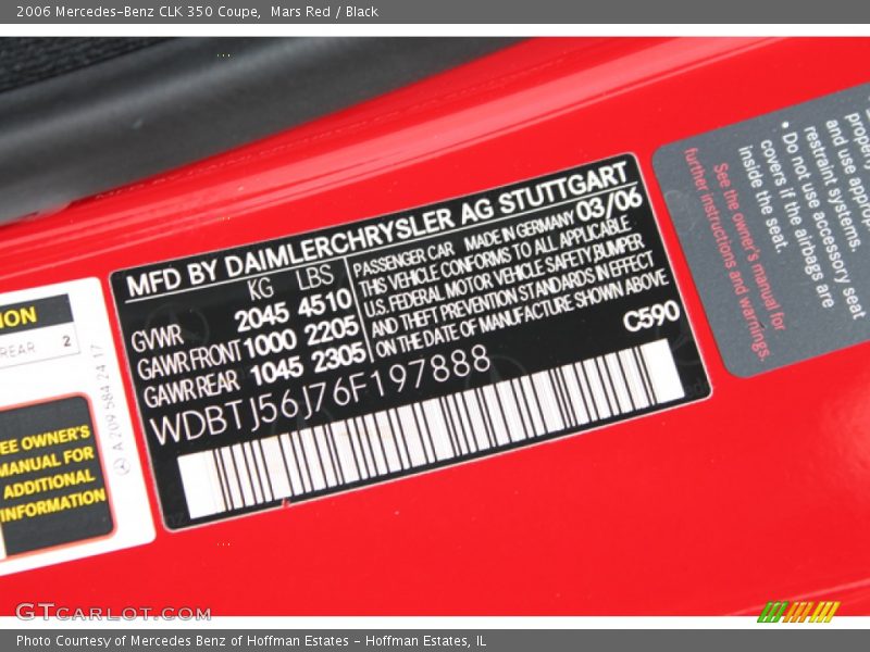 Mars Red / Black 2006 Mercedes-Benz CLK 350 Coupe