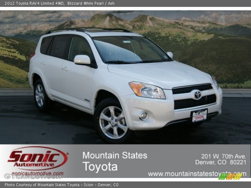 Blizzard White Pearl / Ash 2012 Toyota RAV4 Limited 4WD