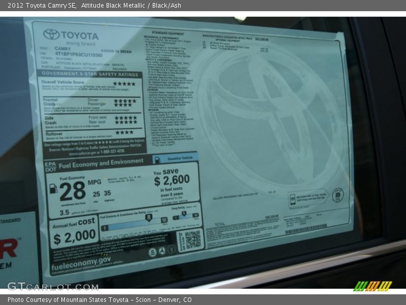 Attitude Black Metallic / Black/Ash 2012 Toyota Camry SE