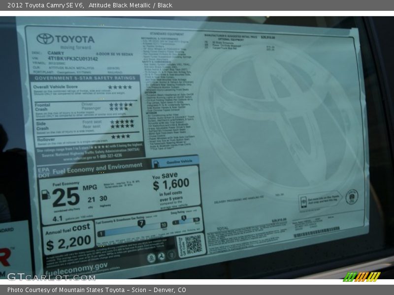 Attitude Black Metallic / Black 2012 Toyota Camry SE V6