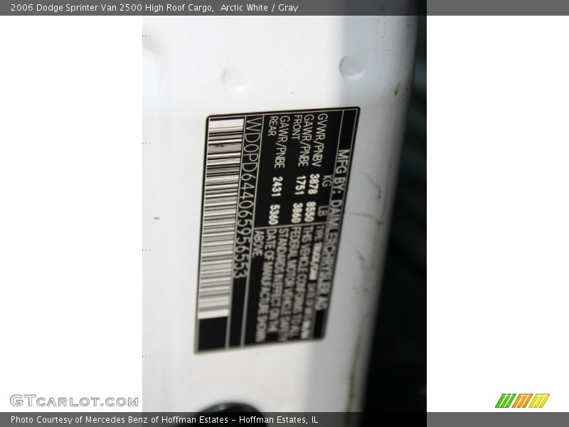 Arctic White / Gray 2006 Dodge Sprinter Van 2500 High Roof Cargo