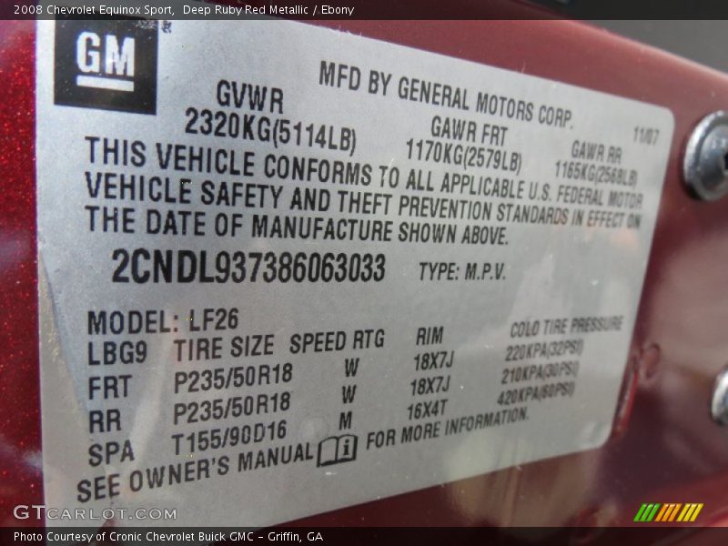 Deep Ruby Red Metallic / Ebony 2008 Chevrolet Equinox Sport