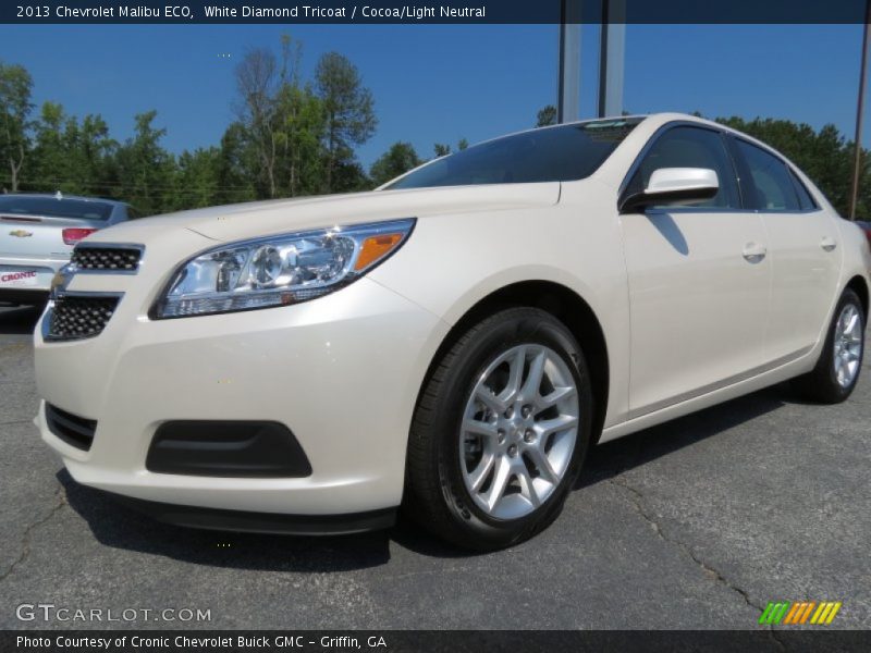 White Diamond Tricoat / Cocoa/Light Neutral 2013 Chevrolet Malibu ECO
