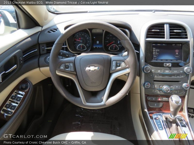 White Diamond Tricoat / Cocoa/Light Neutral 2013 Chevrolet Malibu ECO
