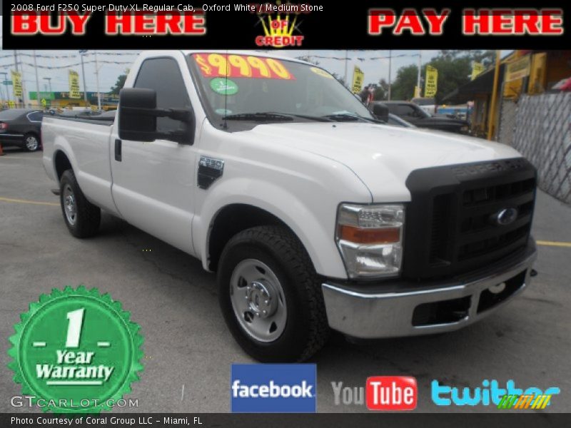 Oxford White / Medium Stone 2008 Ford F250 Super Duty XL Regular Cab