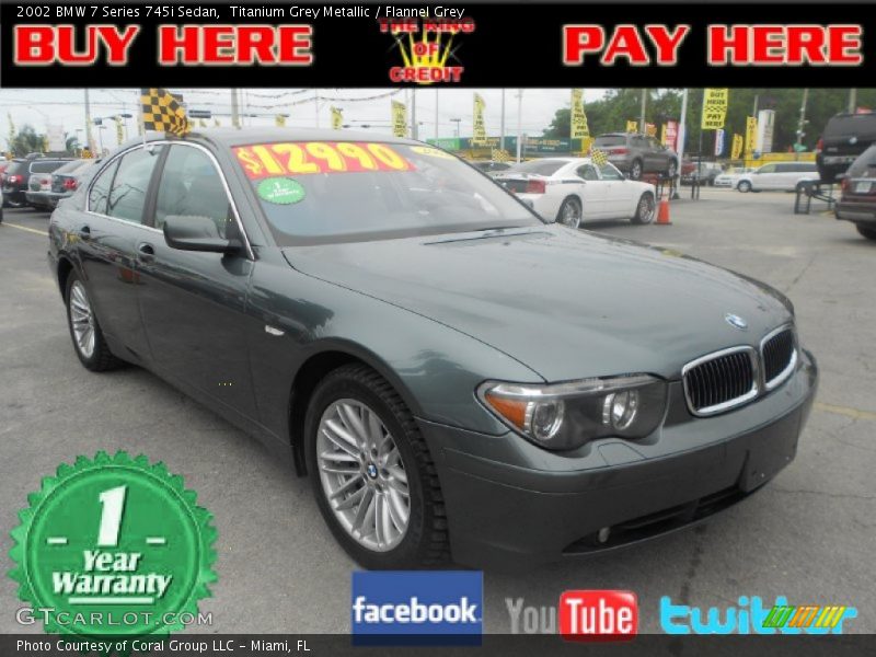 Titanium Grey Metallic / Flannel Grey 2002 BMW 7 Series 745i Sedan