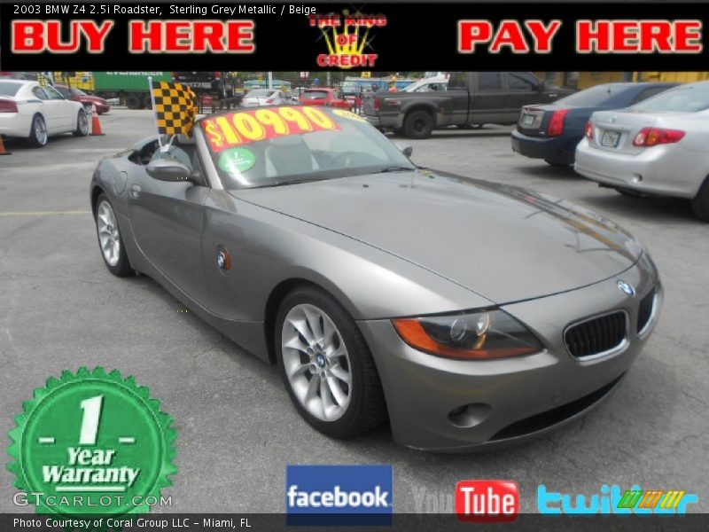 Sterling Grey Metallic / Beige 2003 BMW Z4 2.5i Roadster