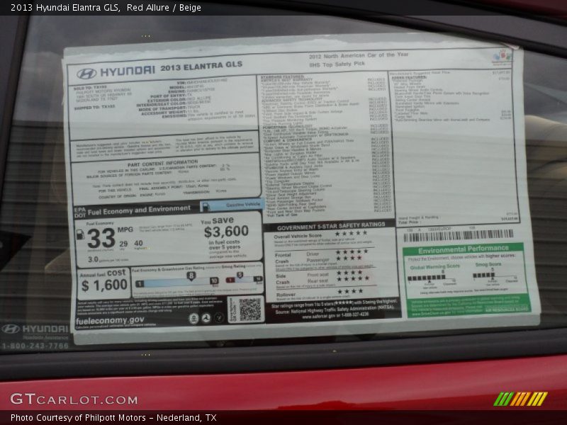Red Allure / Beige 2013 Hyundai Elantra GLS