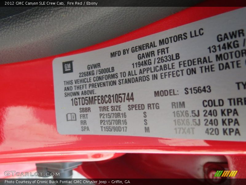 Fire Red / Ebony 2012 GMC Canyon SLE Crew Cab