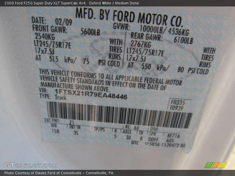 Oxford White / Medium Stone 2009 Ford F250 Super Duty XLT SuperCab 4x4