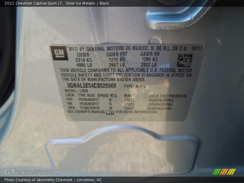 Silver Ice Metallic / Black 2012 Chevrolet Captiva Sport LT