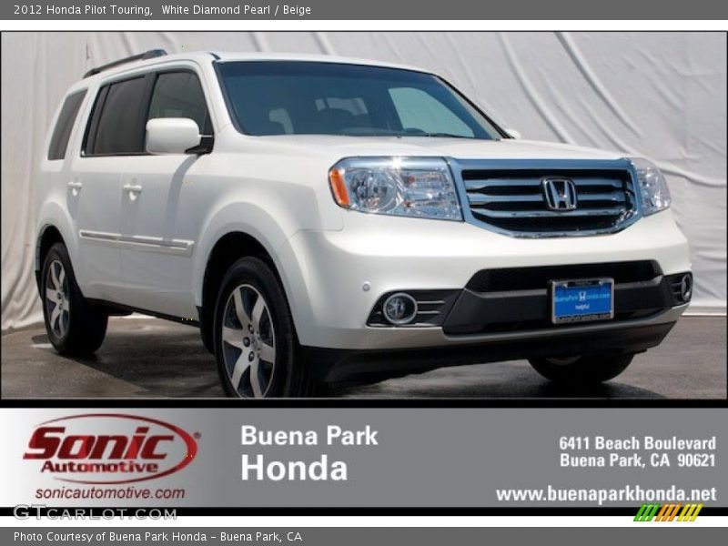 White Diamond Pearl / Beige 2012 Honda Pilot Touring