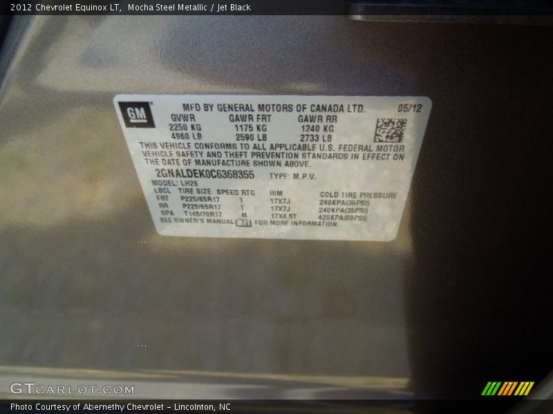 Mocha Steel Metallic / Jet Black 2012 Chevrolet Equinox LT