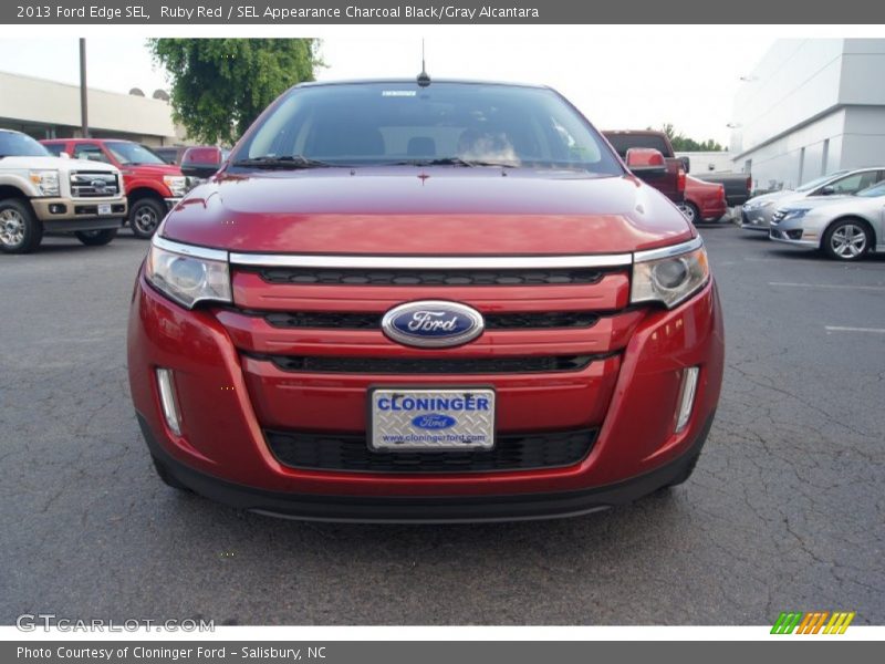 Ruby Red / SEL Appearance Charcoal Black/Gray Alcantara 2013 Ford Edge SEL