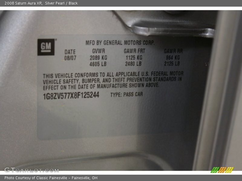 Silver Pearl / Black 2008 Saturn Aura XR
