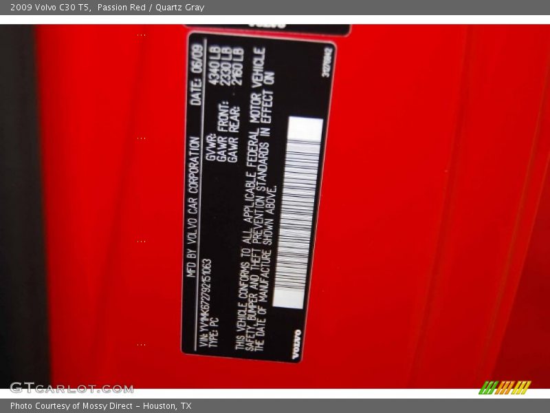 Passion Red / Quartz Gray 2009 Volvo C30 T5
