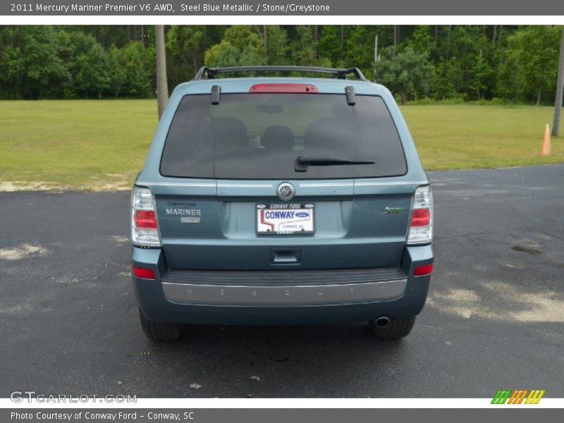 Steel Blue Metallic / Stone/Greystone 2011 Mercury Mariner Premier V6 AWD