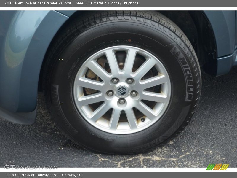 Steel Blue Metallic / Stone/Greystone 2011 Mercury Mariner Premier V6 AWD