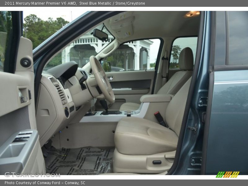 Steel Blue Metallic / Stone/Greystone 2011 Mercury Mariner Premier V6 AWD
