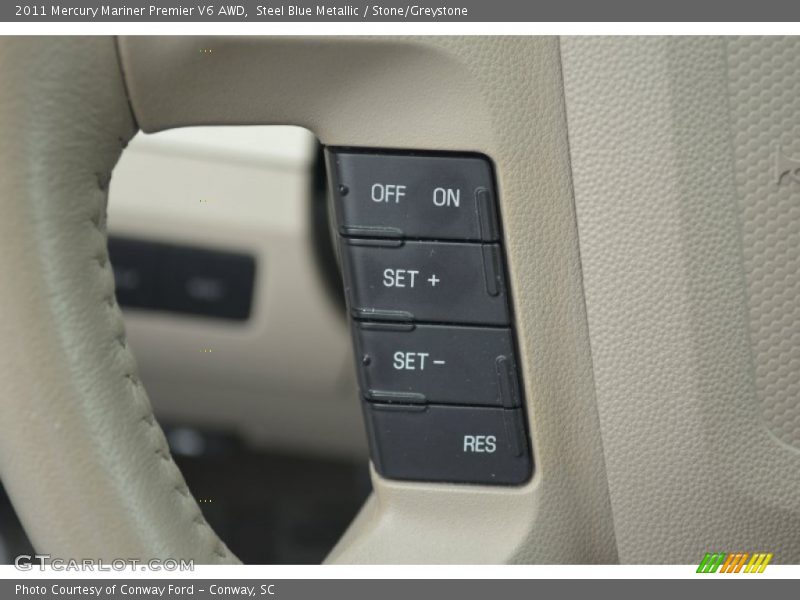Steel Blue Metallic / Stone/Greystone 2011 Mercury Mariner Premier V6 AWD