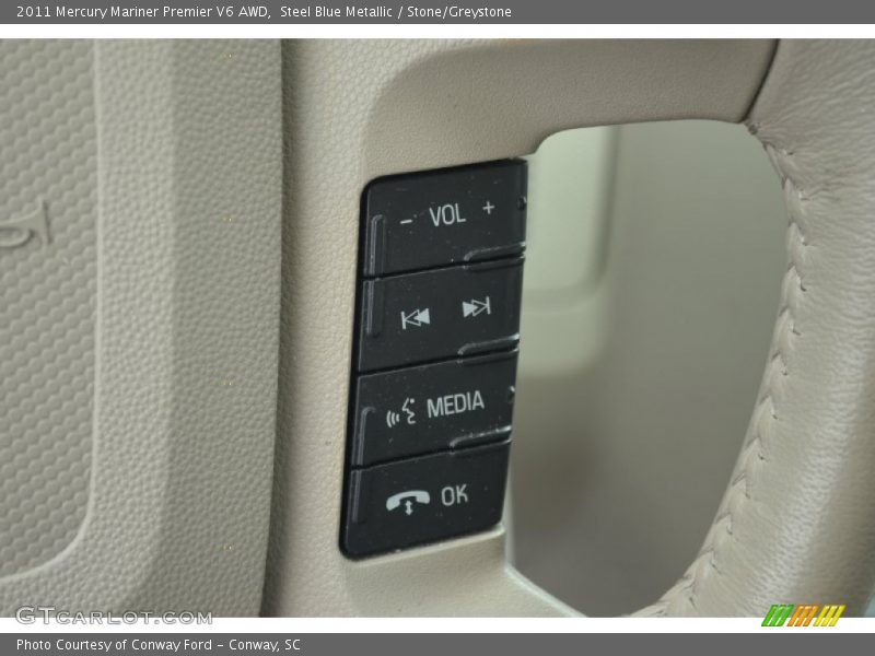 Steel Blue Metallic / Stone/Greystone 2011 Mercury Mariner Premier V6 AWD
