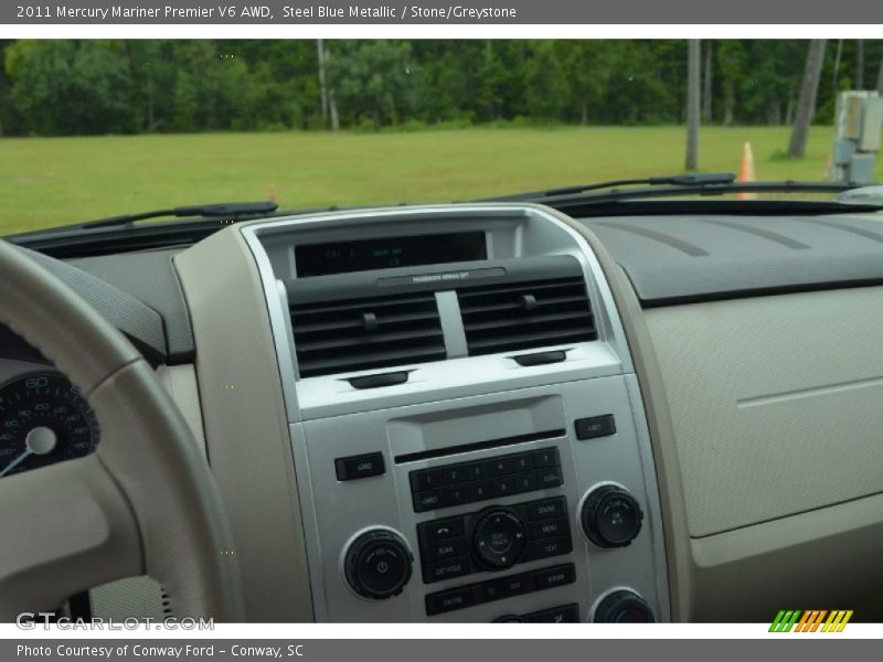 Steel Blue Metallic / Stone/Greystone 2011 Mercury Mariner Premier V6 AWD