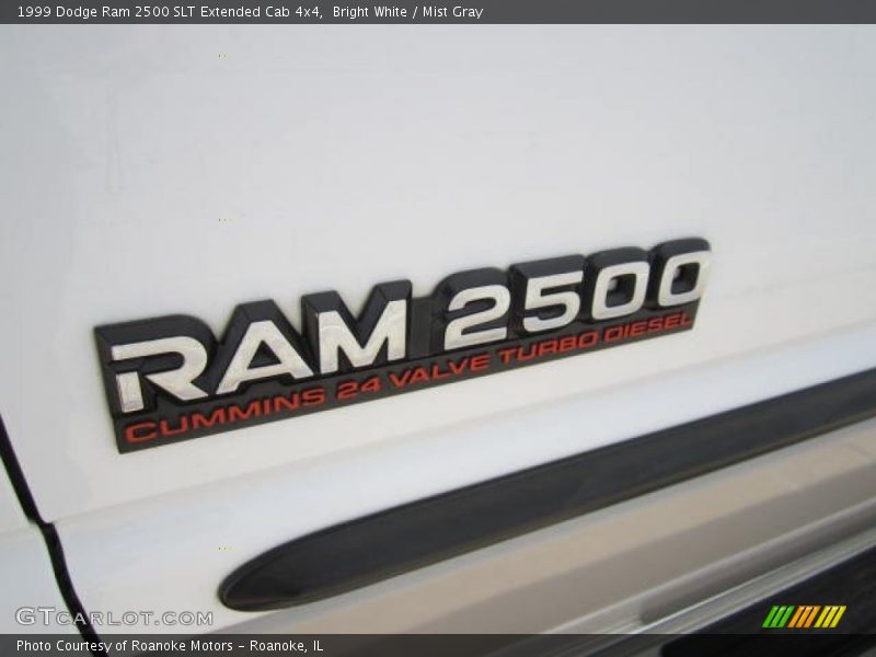 Bright White / Mist Gray 1999 Dodge Ram 2500 SLT Extended Cab 4x4
