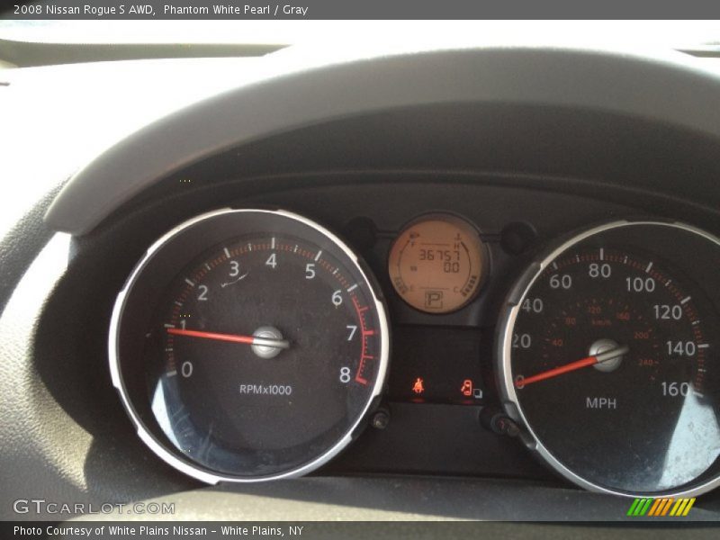 Phantom White Pearl / Gray 2008 Nissan Rogue S AWD