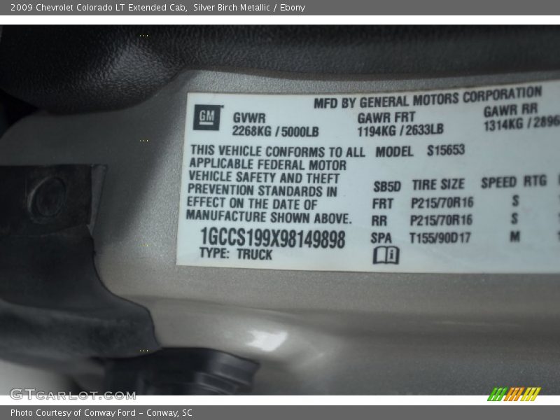 Silver Birch Metallic / Ebony 2009 Chevrolet Colorado LT Extended Cab
