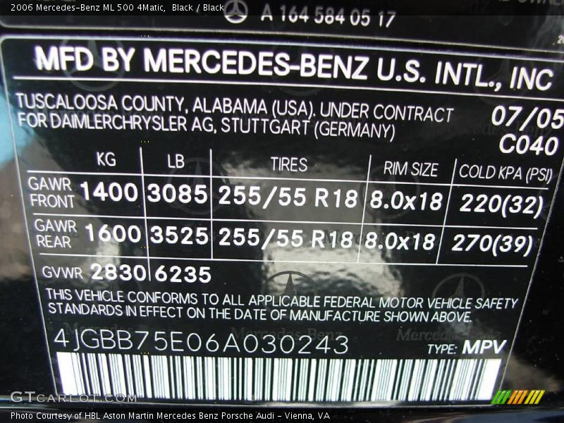 Black / Black 2006 Mercedes-Benz ML 500 4Matic