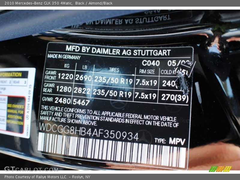 Black / Almond/Black 2010 Mercedes-Benz GLK 350 4Matic